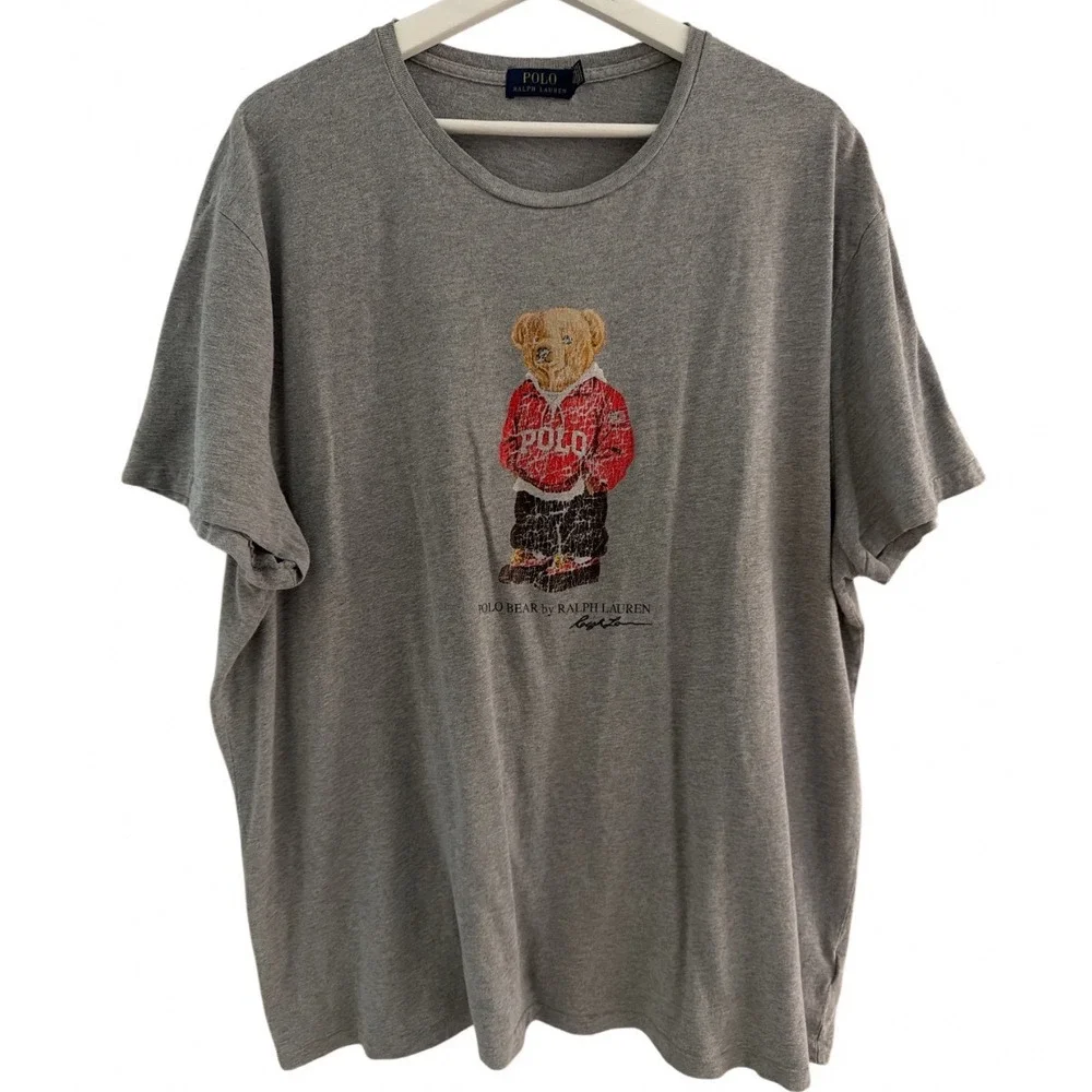 Polo Ralph Lauren Mens Polo Bear Graphic T-Shirt XXL Heather Gray Cotton Tee